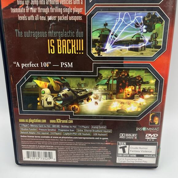 Ratchet & Clank: Up Your Arsenal(Sony PlayStation 2, 2005) PS2 TESTED - Picture 2 of 8